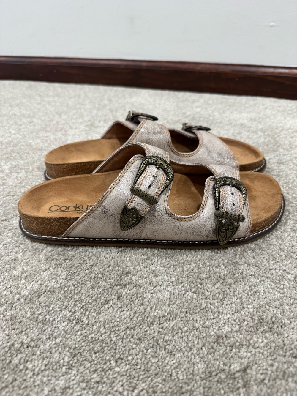 Corkys Size 10 Atta Girl Cream Crackle Sandal Western - Picture 3 of 5